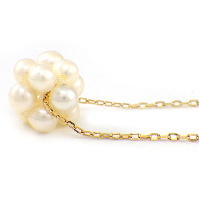 タサキ 田崎真珠 TASAKI ネックレス クラスター 12ポイント パール 3.5mm珠 K18YG 【中古】