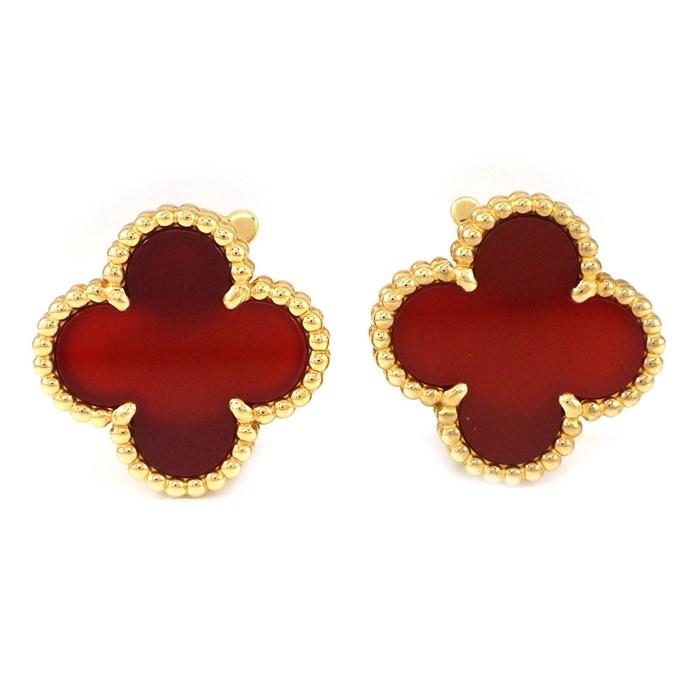 ヴァンクリーフ&アーペル Van Cleef & Arpels ピアス ヴィンテージアルハンブラ VCARD40400 カーネリアン K18YG 【中古】