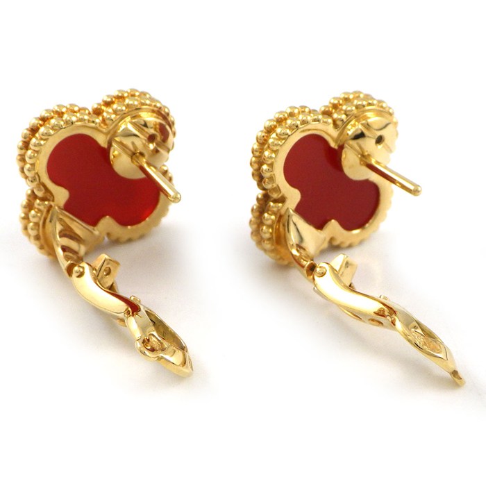 ヴァンクリーフ&アーペル Van Cleef & Arpels ピアス ヴィンテージアルハンブラ VCARD40400 カーネリアン K18YG 【中古】