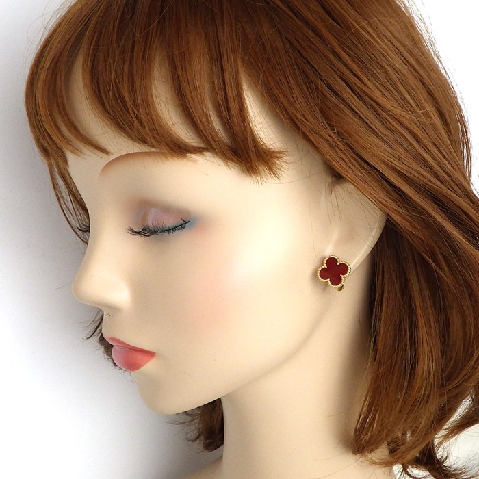 ヴァンクリーフ&アーペル Van Cleef & Arpels ピアス ヴィンテージアルハンブラ VCARD40400 カーネリアン K18YG 【中古】