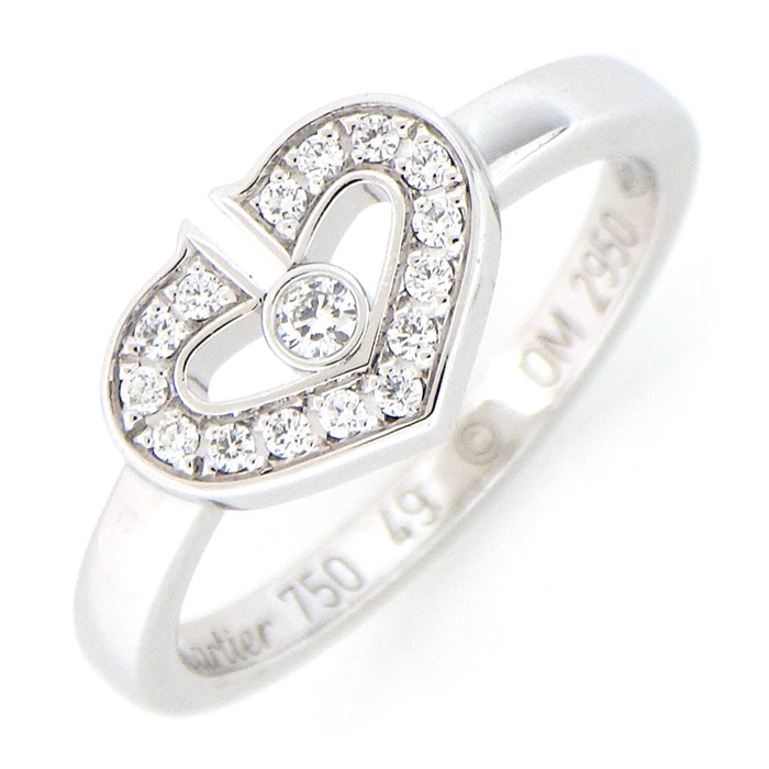 カルティエ Cartier】リング C ハート パヴェ ダイヤモンド K18WG 8号 