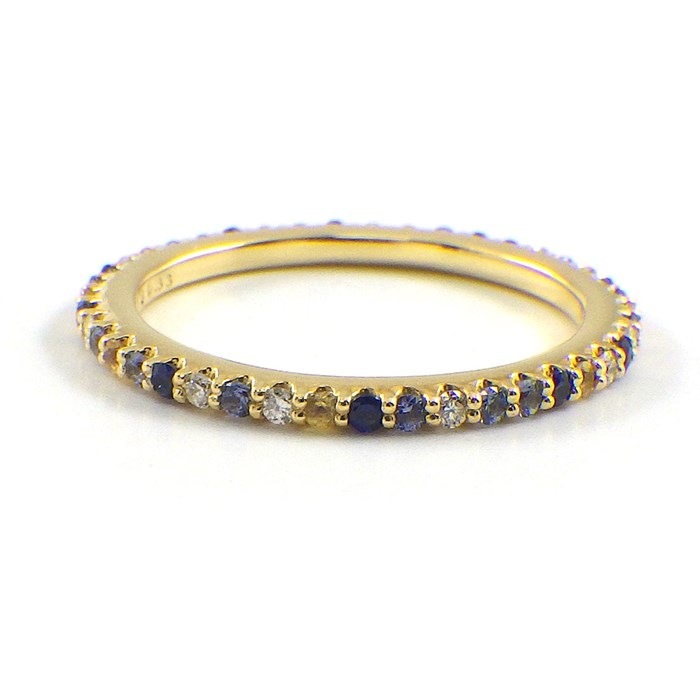ポンテヴェキオ Ponte Vecchio リング カリーナ エテルノ・ファミリー フルサークル イエロー ブルー サファイア 計0.33ct ダイヤモンド 計0.07ct K18YG 8号 【中古】
