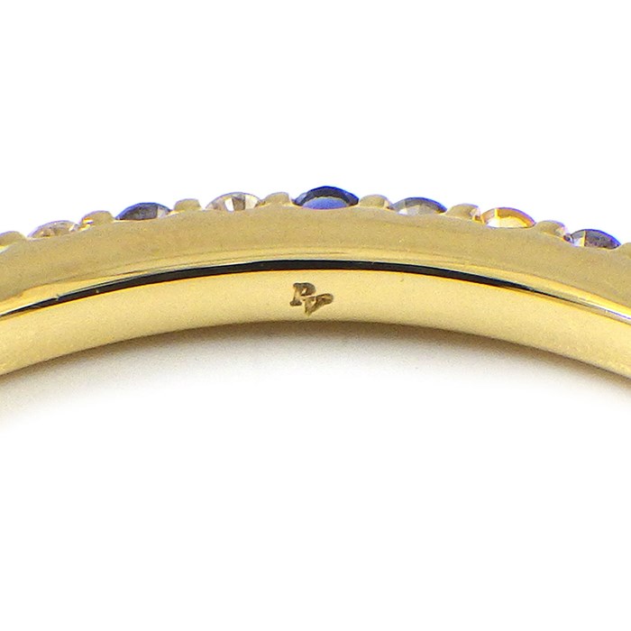 ポンテヴェキオ Ponte Vecchio リング カリーナ エテルノ・ファミリー フルサークル イエロー ブルー サファイア 計0.33ct ダイヤモンド 計0.07ct K18YG 8号 【中古】