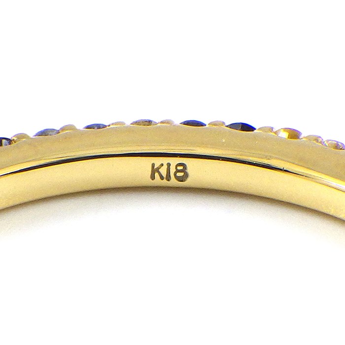 ポンテヴェキオ Ponte Vecchio リング カリーナ エテルノ・ファミリー フルサークル イエロー ブルー サファイア 計0.33ct ダイヤモンド 計0.07ct K18YG 8号 【中古】