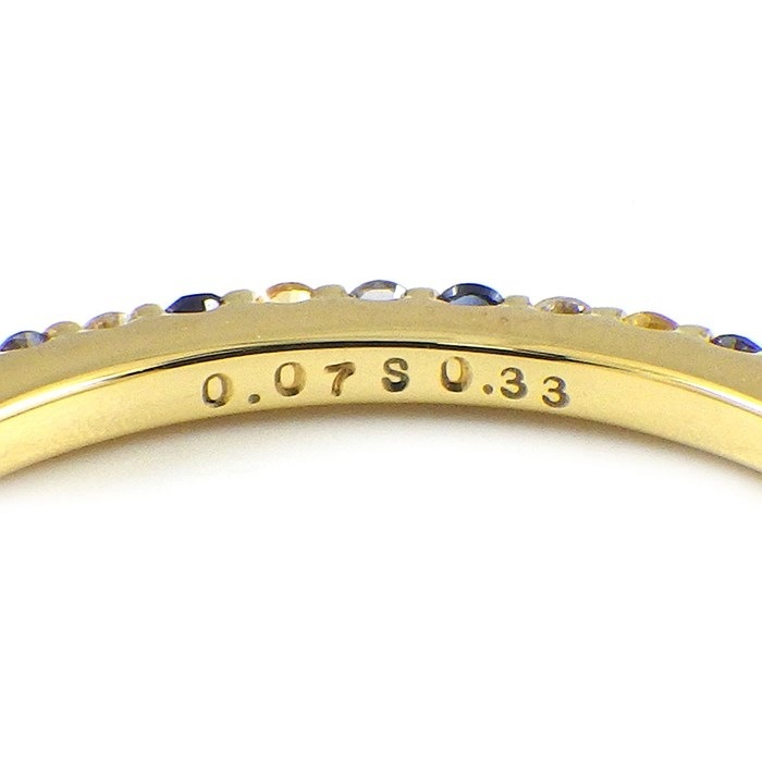 ポンテヴェキオ Ponte Vecchio リング カリーナ エテルノ・ファミリー フルサークル イエロー ブルー サファイア 計0.33ct ダイヤモンド 計0.07ct K18YG 8号 【中古】
