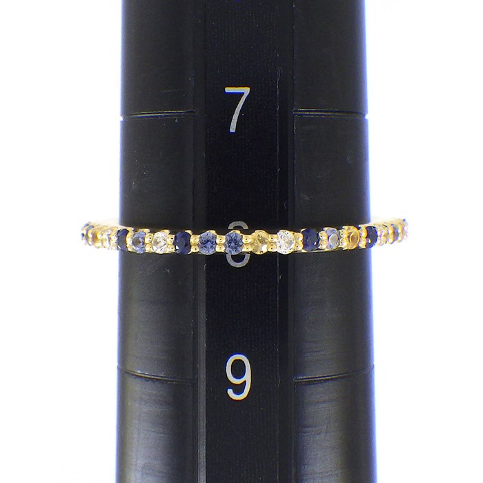 ポンテヴェキオ Ponte Vecchio リング カリーナ エテルノ・ファミリー フルサークル イエロー ブルー サファイア 計0.33ct ダイヤモンド 計0.07ct K18YG 8号 【中古】