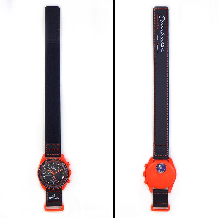 スウォッチ×オメガ Swatch×OMEGA 腕時計 スピードマスター ミッションオンアース LAVA SO330100 クロノグラフ タキメーター スモールセコンド 夜光インデックス 夜光針 ブラック文字盤 バイオセラミック クオーツアナログ 【中古】