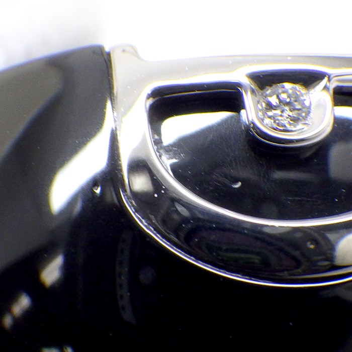 ダミアーニ DAMIANI リング Dアイコン ディーアイコン 20082194_c 1ポイント ダイヤモンド K18WG ブラック セラミック 黒 9号 【中古】