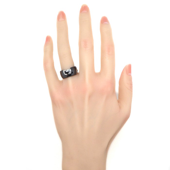 ダミアーニ DAMIANI リング Dアイコン ディーアイコン 20082194_c 1ポイント ダイヤモンド K18WG ブラック セラミック 黒 9号 【中古】