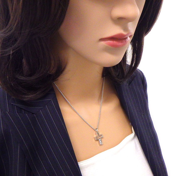 ショパール Chopard ネックレス ハッピーダイヤ ムービング クロス 79/4009 3ポイント ダイヤモンド K18WG 【中古】