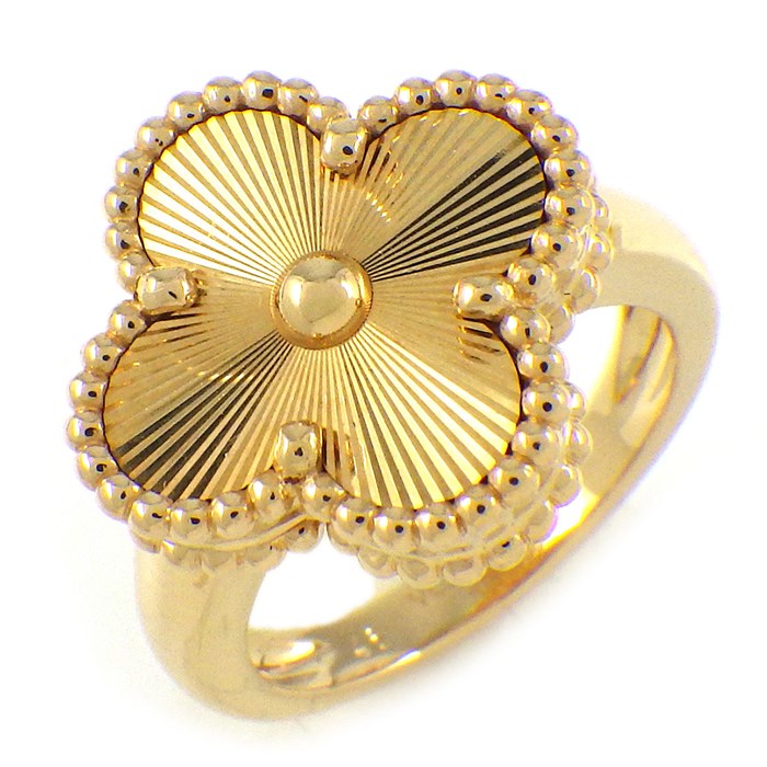 ヴァンクリーフ＆アーペル Van Cleef & Arpels ピンキーリング ヴィンテージ アルハンブラ ギョーシェ VCARP6I300 K18YG 6号 / #46 【箱・保付き】 【中古】