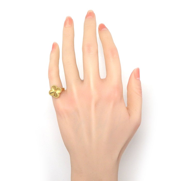 ヴァンクリーフ＆アーペル Van Cleef & Arpels ピンキーリング ヴィンテージ アルハンブラ ギョーシェ VCARP6I300 K18YG 6号 / #46 【箱・保付き】 【中古】