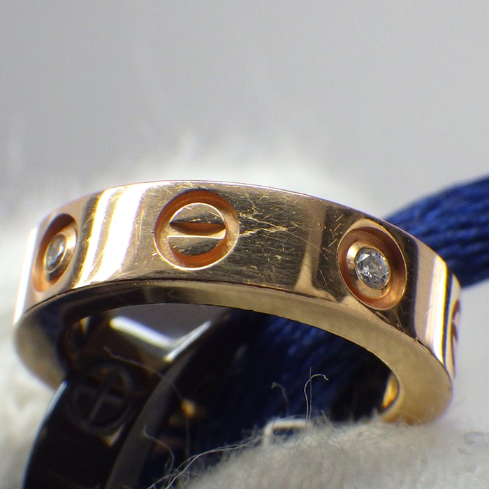 カルティエ Cartier ブレスレット ベビーラブ ダブルサークル 4ポイント ダイヤモンド K18PG ダークブラウン セラミック ブルーコード 【中古】