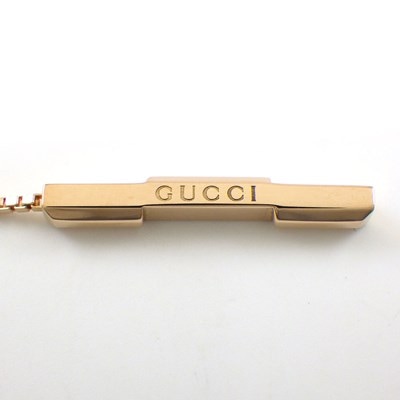 グッチ GUCCI ピアス バー ロゴ スウィング ドロップ チェーン K18PG ※片方のみ 【中古】