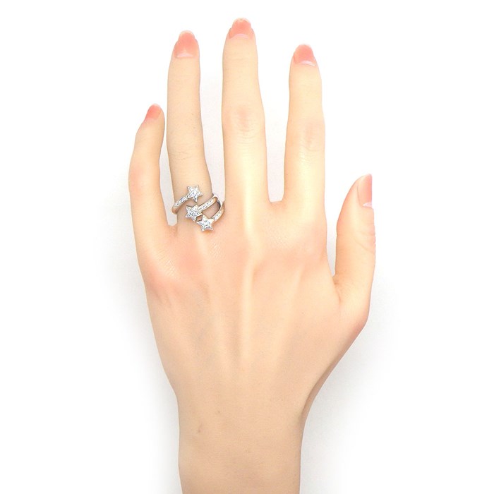 スタージュエリー STAR JEWELRY リング スターモチーフ コメット 流れ星 シューティング パヴェ ダイヤモンド 計0.29ct K18WG 11号 【中古】