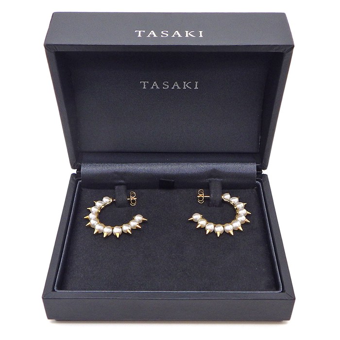 タサキ 田崎真珠 TASAKI ピアス デインジャー トライブ EC-3780-18KYG フープ 淡水真珠 4.0mm珠 K18YG 【中古】