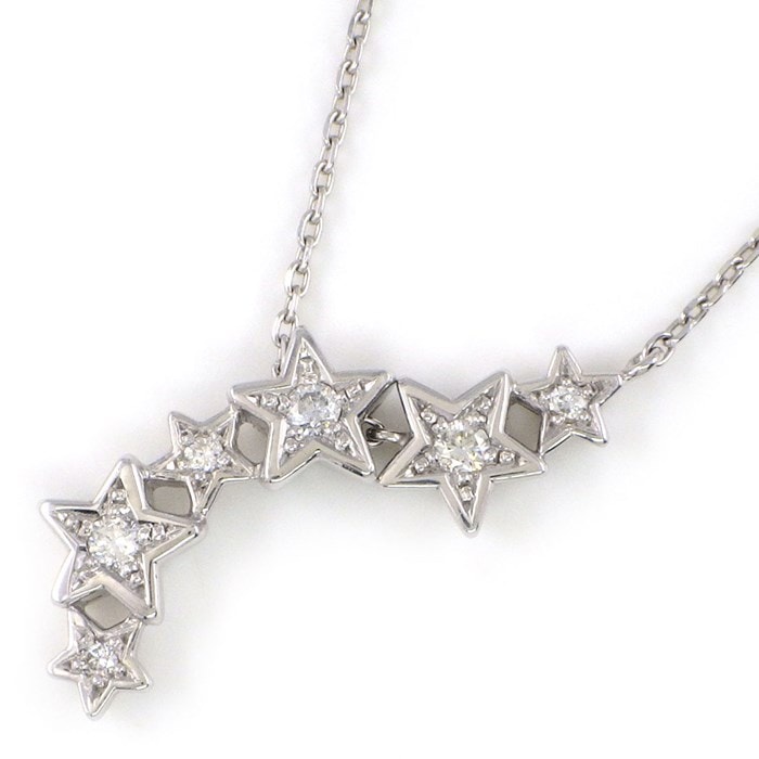スタージュエリー STAR JEWELRY ネックレス スターモチーフ 6ポイント パヴェ ダイヤモンド 計0.14ct K18WG 【中古】