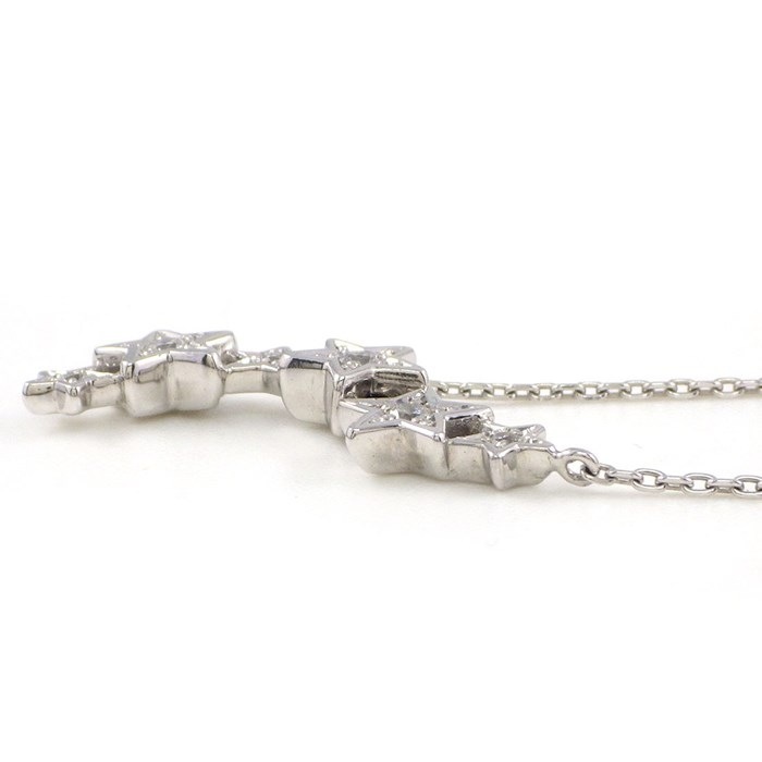 スタージュエリー STAR JEWELRY ネックレス スターモチーフ 6ポイント パヴェ ダイヤモンド 計0.14ct K18WG 【中古】