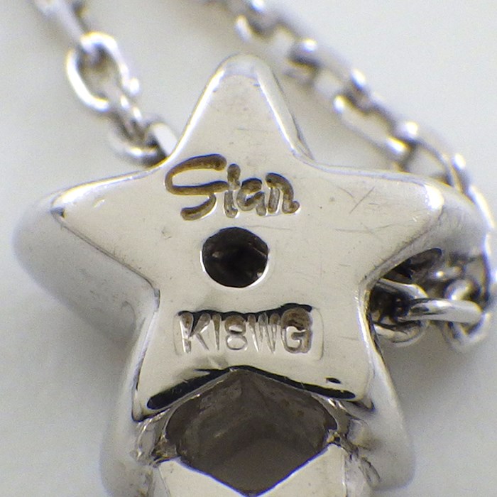 スタージュエリー STAR JEWELRY ネックレス スターモチーフ 6ポイント パヴェ ダイヤモンド 計0.14ct K18WG 【中古】