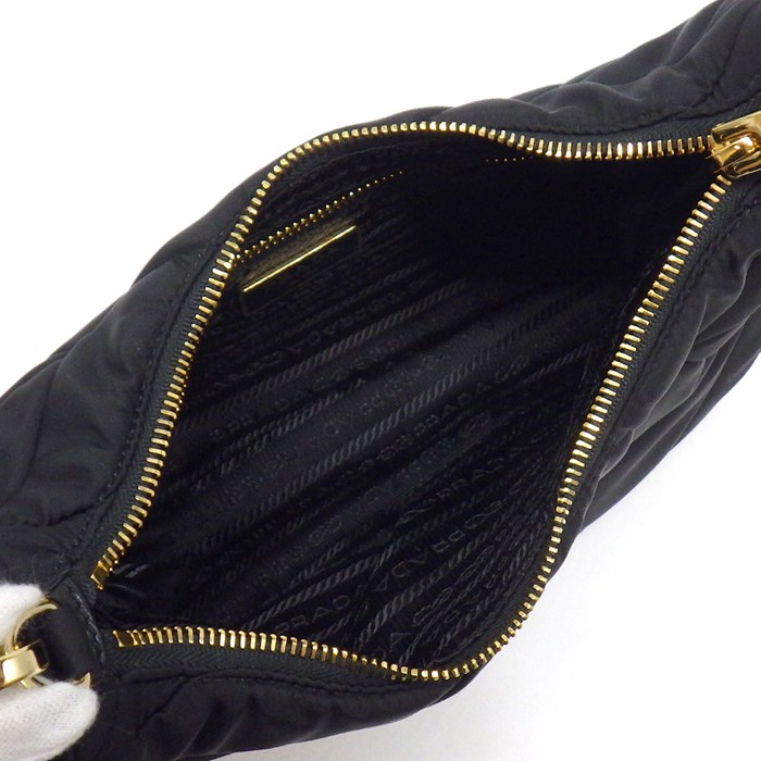 プラダ PRADA ショルダーバッグ パテッド キルテッド Re-Nylon 1BC151 ブラック リサイクルポリアミド ゴールド金具 【中古】