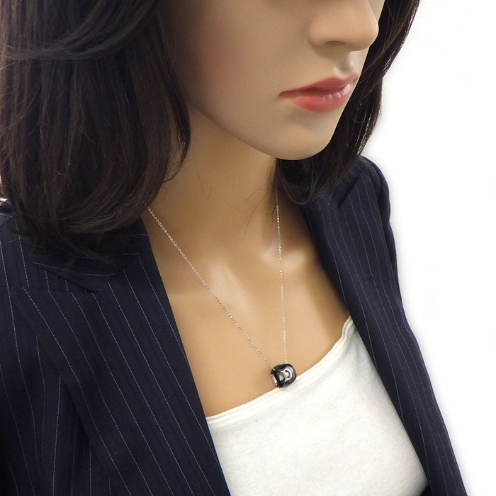 ダミアーニ DAMIANI ネックレス D.ICON ディーアイコン 1ポイント ダイヤモンド ブラック セラミック K18WG 【中古】