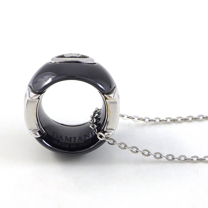 ダミアーニ DAMIANI ネックレス D.ICON ディーアイコン 1ポイント ダイヤモンド ブラック セラミック K18WG 【中古】