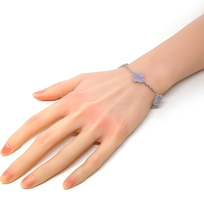 ヴァンクリーフ＆アーペル Van Cleef & Arpels ブレスレット ヴィンテージ アルハンブラ 5モチーフ VCARD34700 カルセドニー K18WG 【箱・保付き】 【中古】