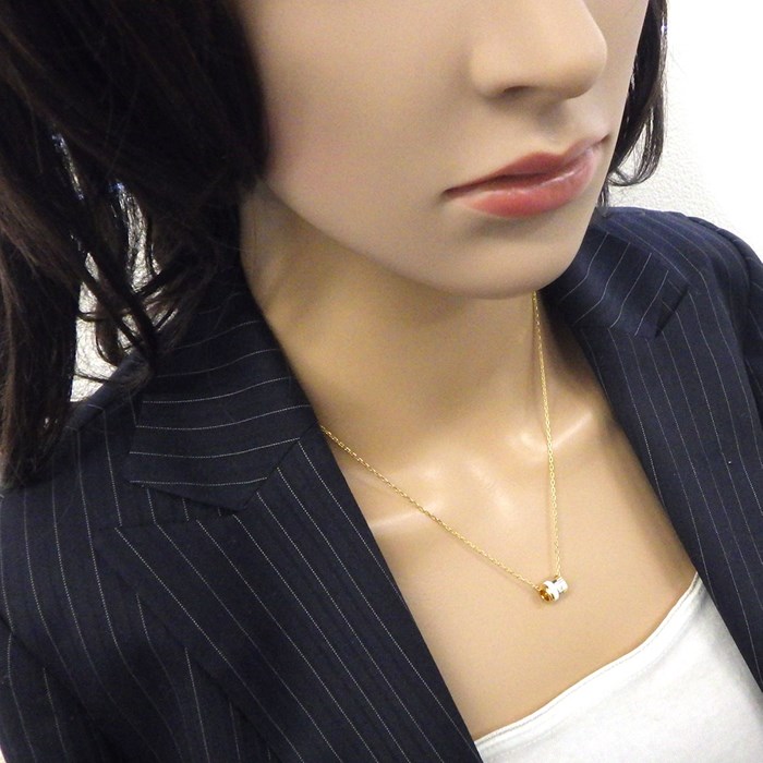 ブシュロン BOUCHERON ネックレス キャトル ホワイト スモール JPN00550 スリーカラー ホワイト セラミック 1ポイント ダイヤモンド 0.01ct K18YG K18WG K18PG 【中古】