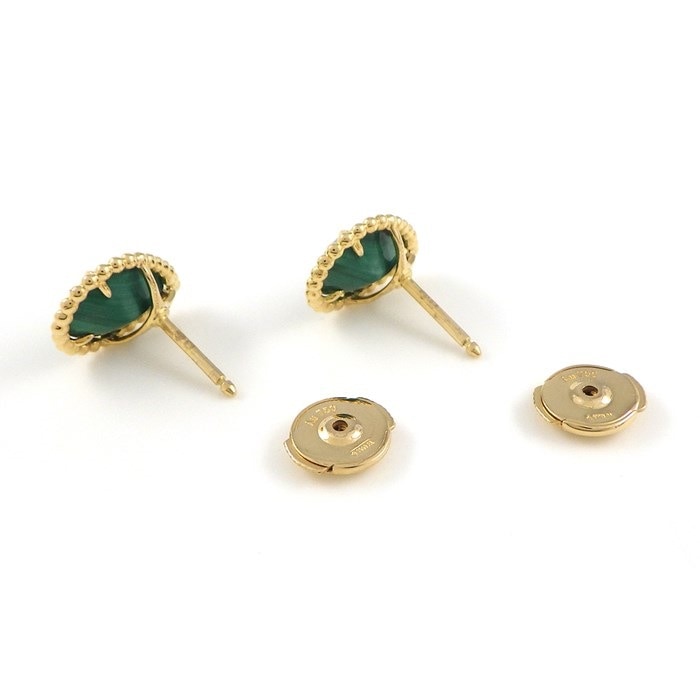 ブシュロン BOUCHERON ピアス セルパンボエム スタッズ スモール JCO01284 ドロップモチーフ ペアシェイプ マラカイト 4.50ct K18YG 【中古】