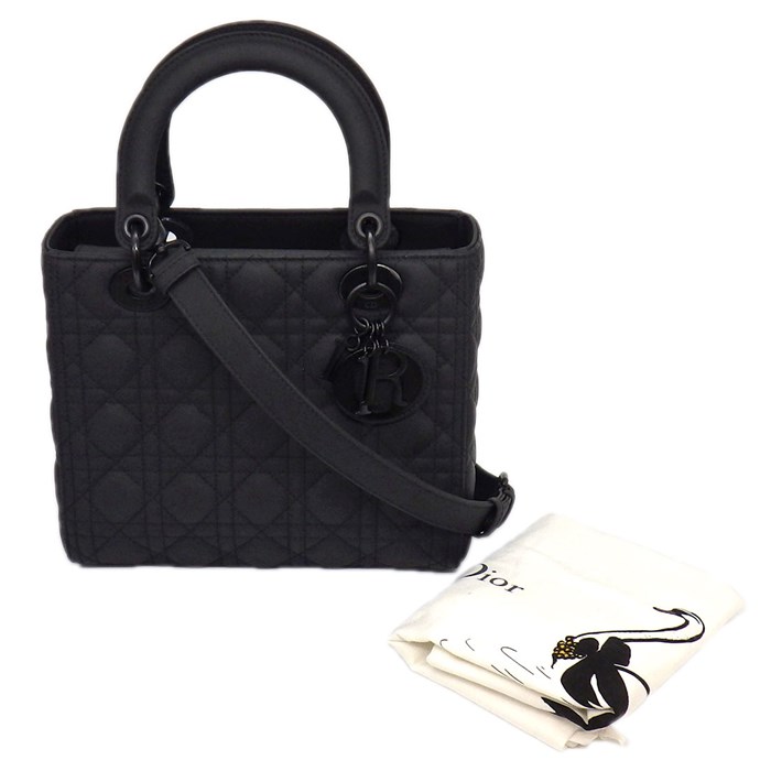 ディオール Dior ハンドバッグ ショルダーバッグ レディ ディオール ミディアム M0565SLOI ブラック カナージュ ウルトラマットカーフ (牛革) 【中古】
