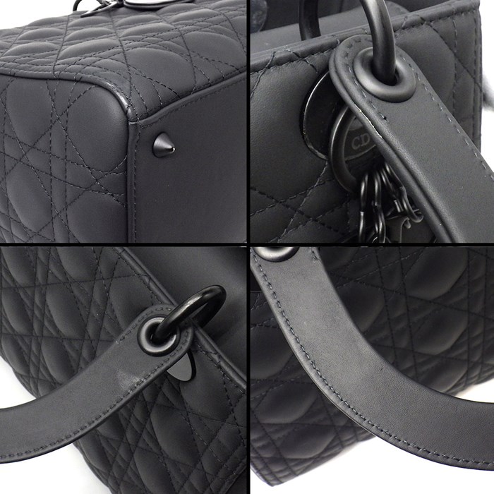 ディオール Dior ハンドバッグ ショルダーバッグ レディ ディオール ミディアム M0565SLOI ブラック カナージュ ウルトラマットカーフ (牛革) 【中古】