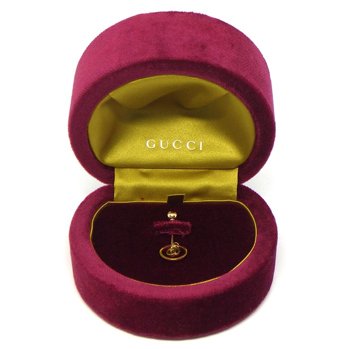 グッチ GUCCI ピアス GGランニング スウィング ロゴ サークル バーベル K18YG ※片方のみ 【中古】