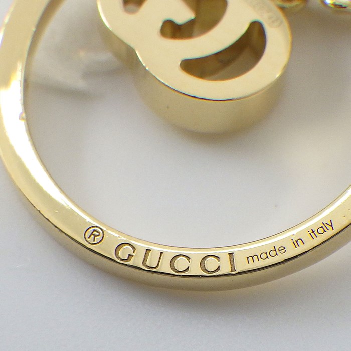 グッチ GUCCI ピアス GGランニング スウィング ロゴ サークル バーベル K18YG ※片方のみ 【中古】