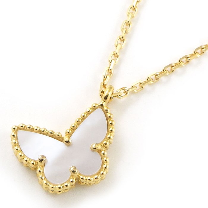 ヴァンクリーフ&アーペル Van Cleef & Arpels ネックレス スウィート アルハンブラ パピヨン VCARF69300 ホワイト シェル K18YG 【中古】