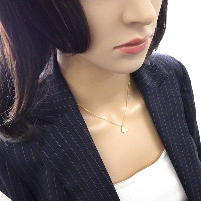ヴァンクリーフ&アーペル Van Cleef & Arpels ネックレス スウィート アルハンブラ パピヨン VCARF69300 ホワイト シェル K18YG 【中古】