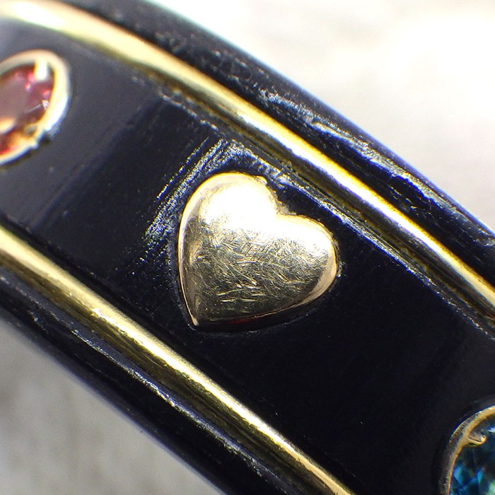 グッチ GUCCI リング アイコン マルチカラーストーン 527095 J8F77 8522 オンライン限定 プラネット ハチ スター インターロッキングG マルチカラー トパーズ ブラック シンセティック コランダム K18YG 10号 / #11 【中古】
