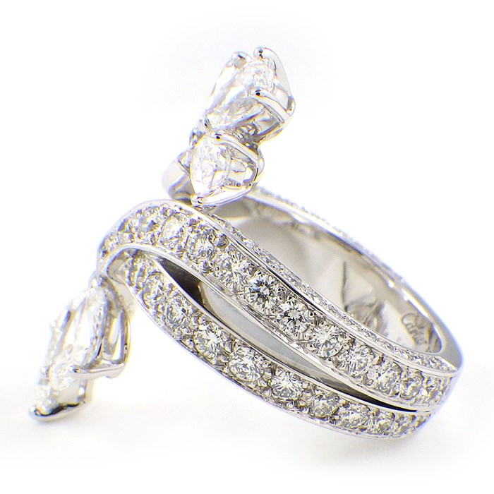 カルティエ Cartier リング プリムヴェール ヴィンテージ 廃盤品 コレクターズアイテム 激レア パヴェ 6ポイント ペアシェイプ ダイヤモンド 108ポイント ラウンドカット ダイヤモンド PT950 10.5号 / #51 【中古】