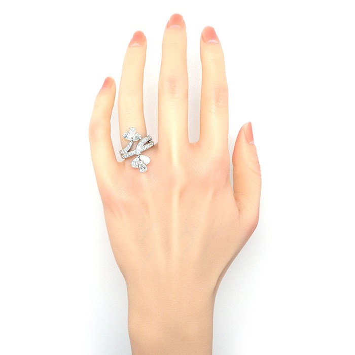 カルティエ Cartier リング プリムヴェール ヴィンテージ 廃盤品 コレクターズアイテム 激レア パヴェ 6ポイント ペアシェイプ ダイヤモンド 108ポイント ラウンドカット ダイヤモンド PT950 10.5号 / #51 【中古】