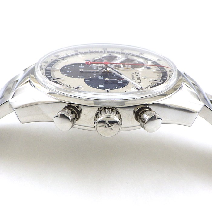 ゼニス ZENITH 腕時計 クロノマスター エル・プリメロ オープン 03.2040.4061/69.C496 クロノグラフ タキメーター スモールセコンド 裏スケ サンレイ シルバー文字盤 SS 自動巻き 【箱・保付き】 【中古】