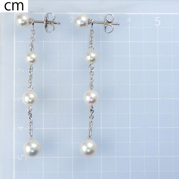 【ミキモト MIKIMOTO】ピアス スウィング ドロップ 2Way パール 4.5-6.0mm珠 K18WG 