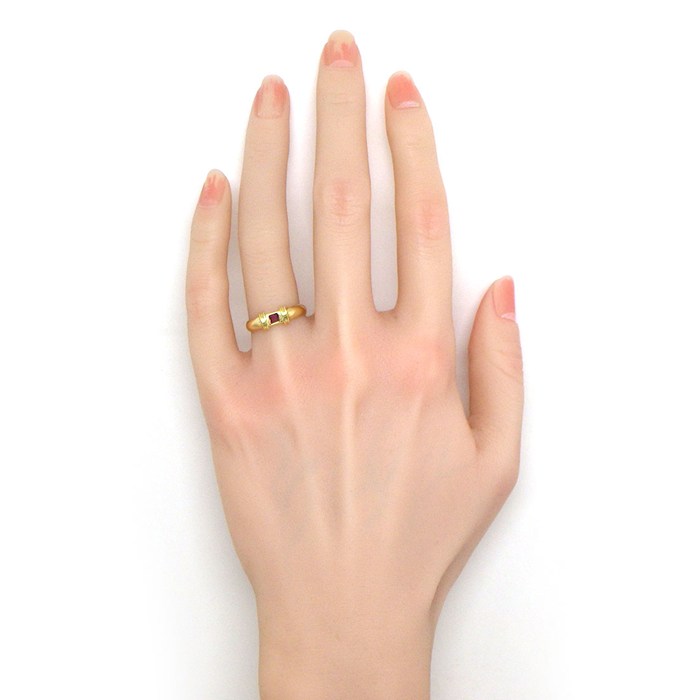 ティファニー Tiffany & Co. リング スタッキングバンド スクエアカット ルビー K18YG 10.5号 【中古】