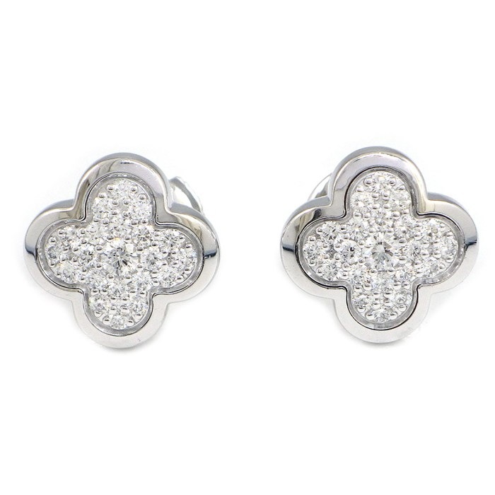 ヴァンクリーフ&アーペル Van Cleef & Arpels ピアス ピュアアルハンブラ パヴェ ダイヤモンド K18WG 【中古】