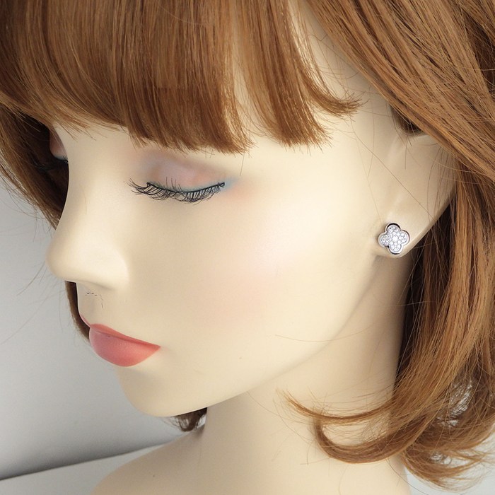 ヴァンクリーフ&アーペル Van Cleef & Arpels ピアス ピュアアルハンブラ パヴェ ダイヤモンド K18WG 【中古】