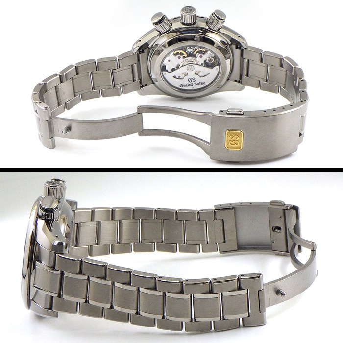 グランドセイコー Grand Seiko 腕時計 SBGC005/9R86-0AC0 ブラック文字盤 デイト クロノグラフ スモールセコンド 裏スケ パワーリザーブ表示 GMT チタン スプリングドライブ 【箱・保付き】 【中古】