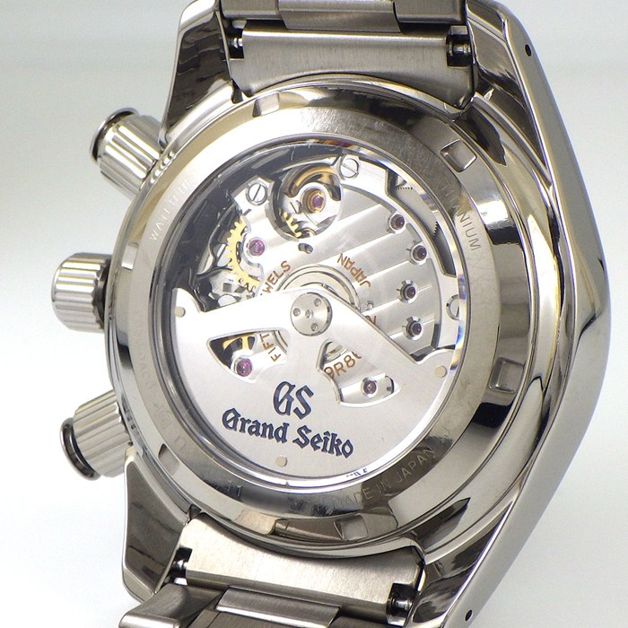 グランドセイコー Grand Seiko 腕時計 SBGC005/9R86-0AC0 ブラック文字盤 デイト クロノグラフ スモールセコンド 裏スケ パワーリザーブ表示 GMT チタン スプリングドライブ 【箱・保付き】 【中古】