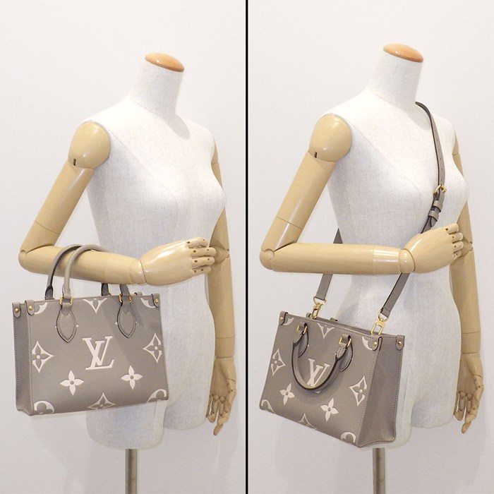 ルイ・ヴィトン LOUIS VUITTON トートバッグ オンザゴー PM M45779 トゥルトレール クレーム バイカラーモノグラムアンプラント 【中古】