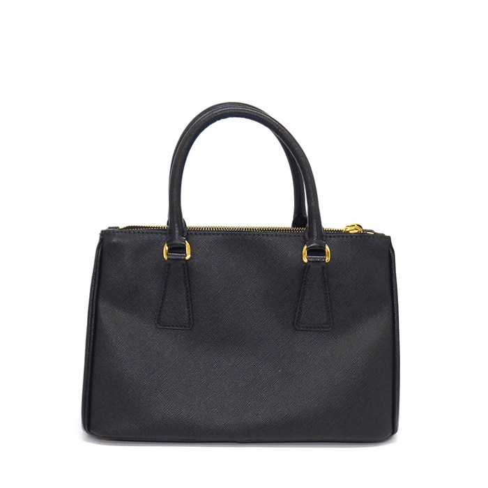 プラダ PRADA ハンドバッグ/ショルダーバッグ ガレリア スモール BN2316 ブラック サフィアーノルクスレザー ゴールド金具 【中古】