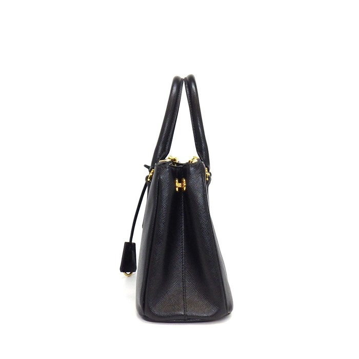 プラダ PRADA ハンドバッグ/ショルダーバッグ ガレリア スモール BN2316 ブラック サフィアーノルクスレザー ゴールド金具 【中古】