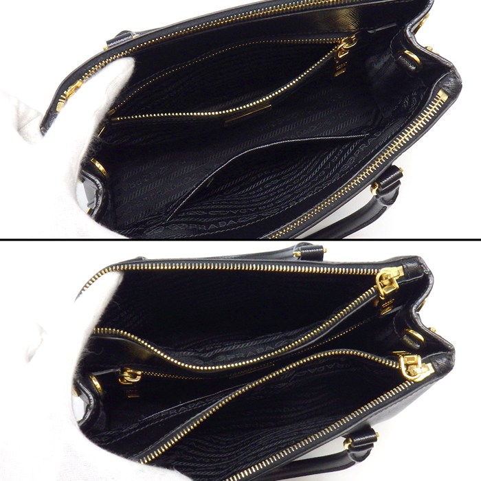 プラダ PRADA ハンドバッグ/ショルダーバッグ ガレリア スモール BN2316 ブラック サフィアーノルクスレザー ゴールド金具 【中古】