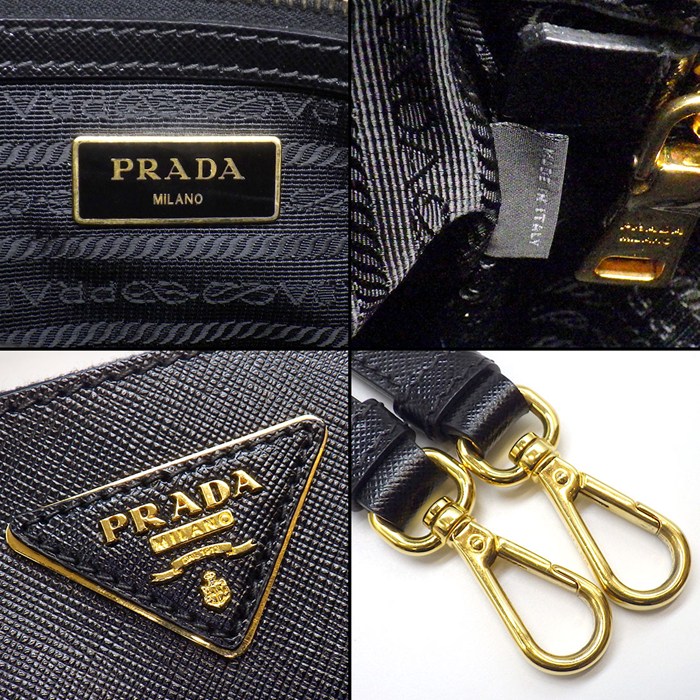 プラダ PRADA ハンドバッグ/ショルダーバッグ ガレリア スモール BN2316 ブラック サフィアーノルクスレザー ゴールド金具 【中古】